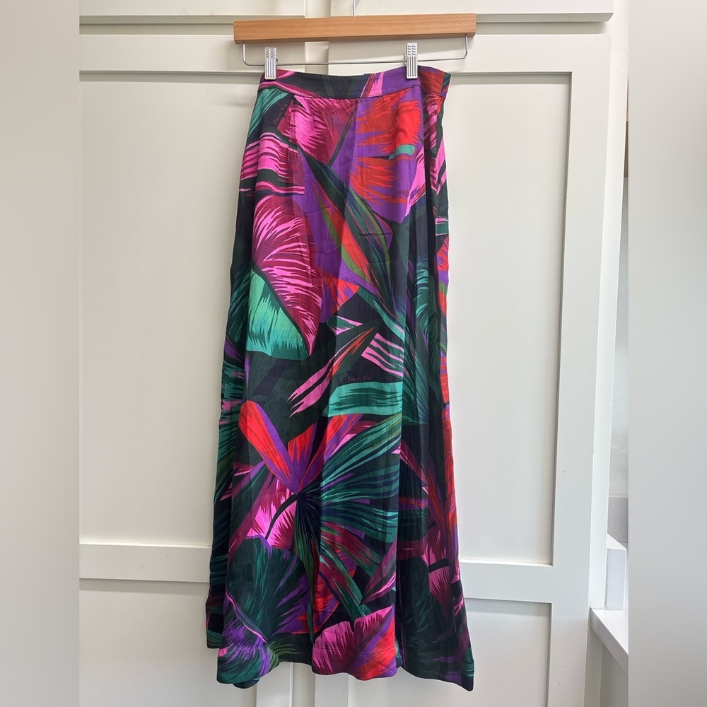 Farm Rio Midnight Leaves Midi Skirt NWT Size Small Tropical Print vacation - Picture 4 of 6